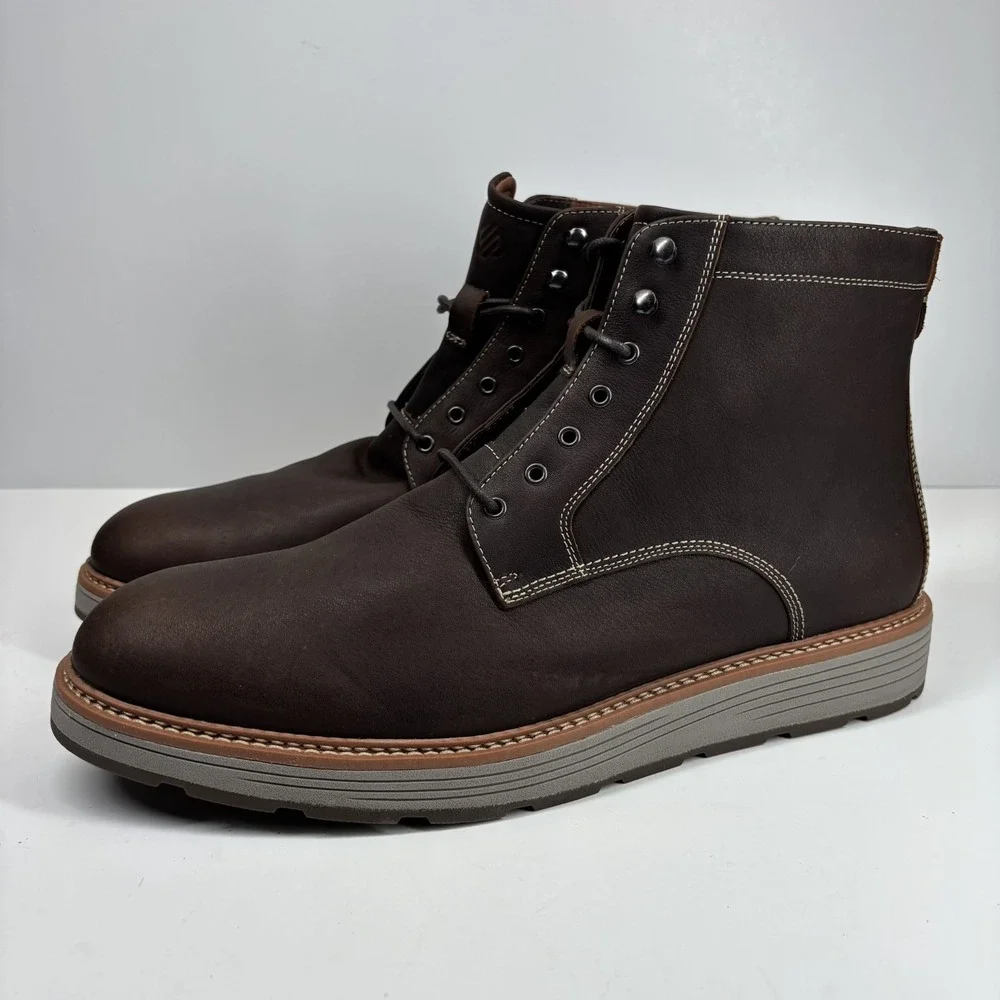 Johnston & Murphy Upton Lug Men's US‎ 13M Brown Oiled Leather Plain Toe Boots